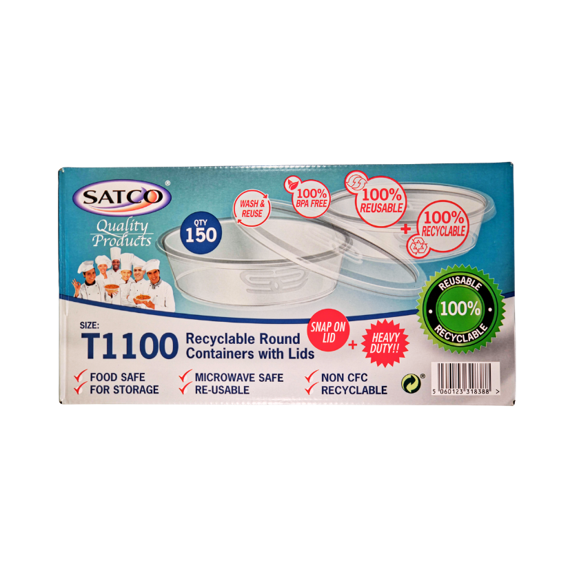 [437] PLASTIC CONTAINERS + LIDS T1100 150PCS (SATCO)